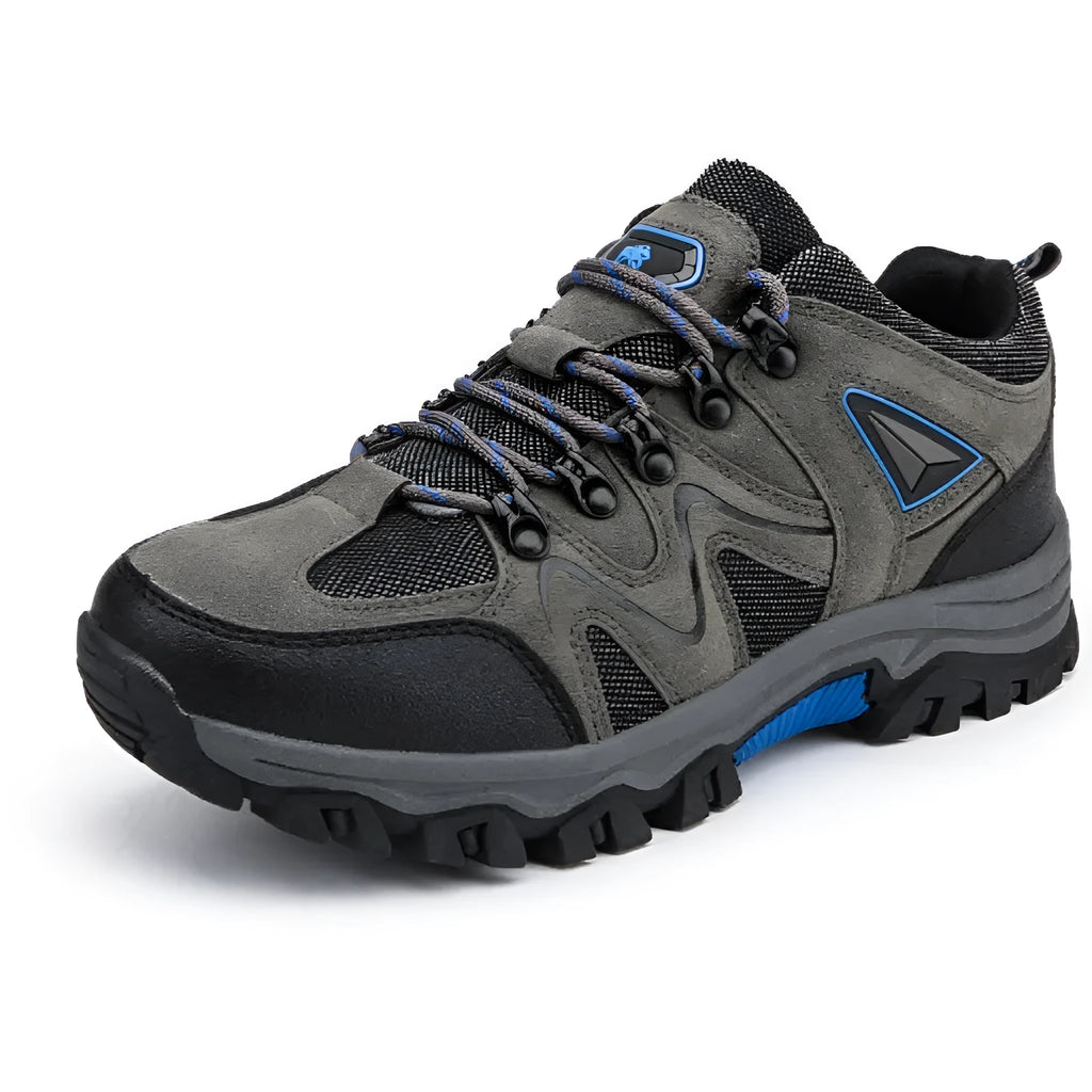 Outdoor sports men's suede low top hiking shoes in army green with rubber sole