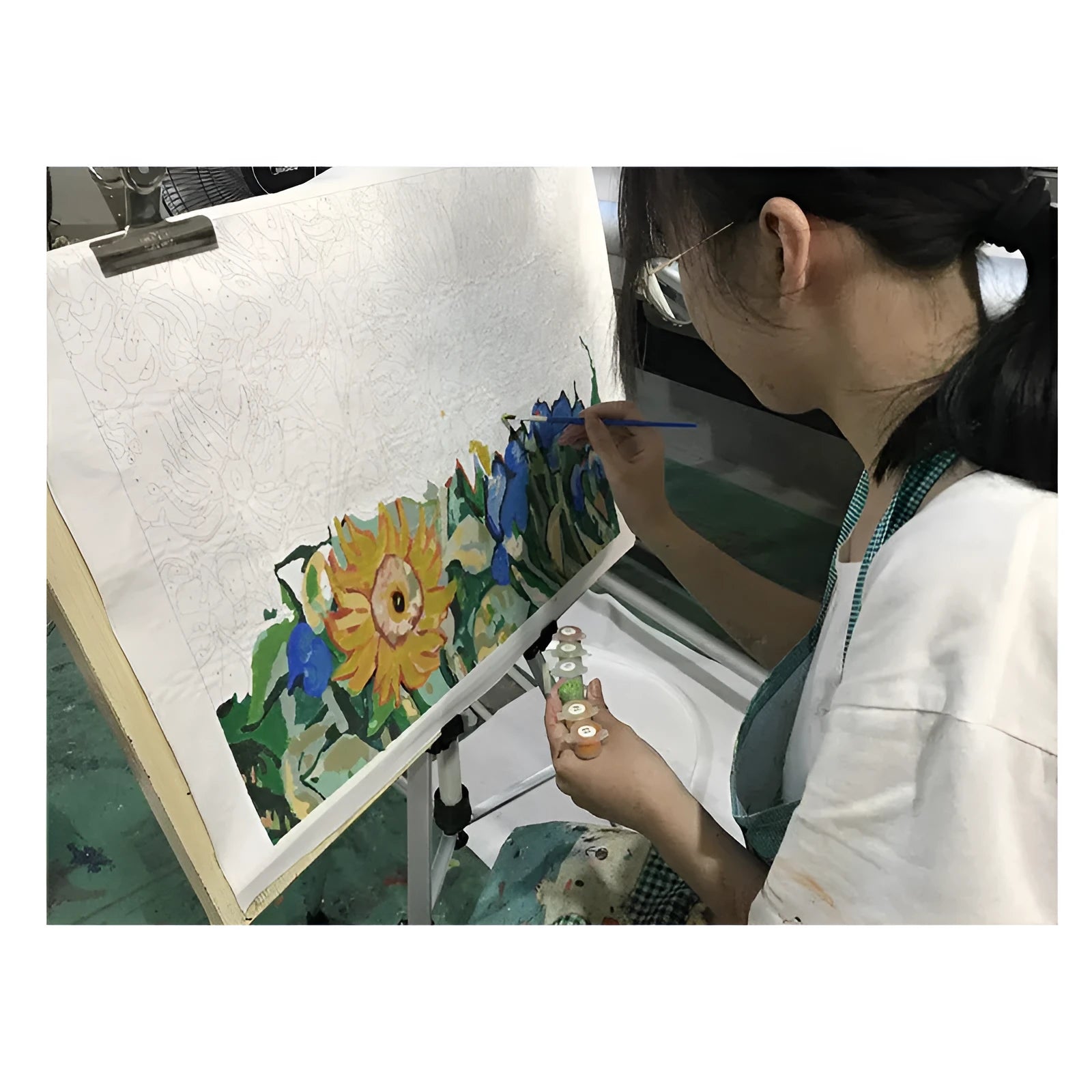 40x50cm DIY digital painting canvas with three brushes and hooks for manual decompression activity