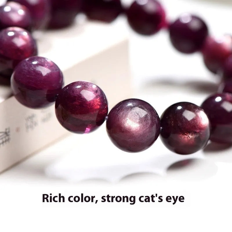 Purple lepidolite crystal bracelet with round polished beads in natural style