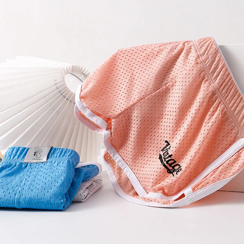 Men's solid-colour Ice Silk underwear in mid waist style, shown in multiple colour options.