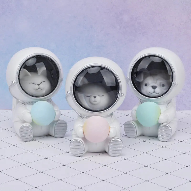 Starry sky animal night light with resin bear design and LED illumination