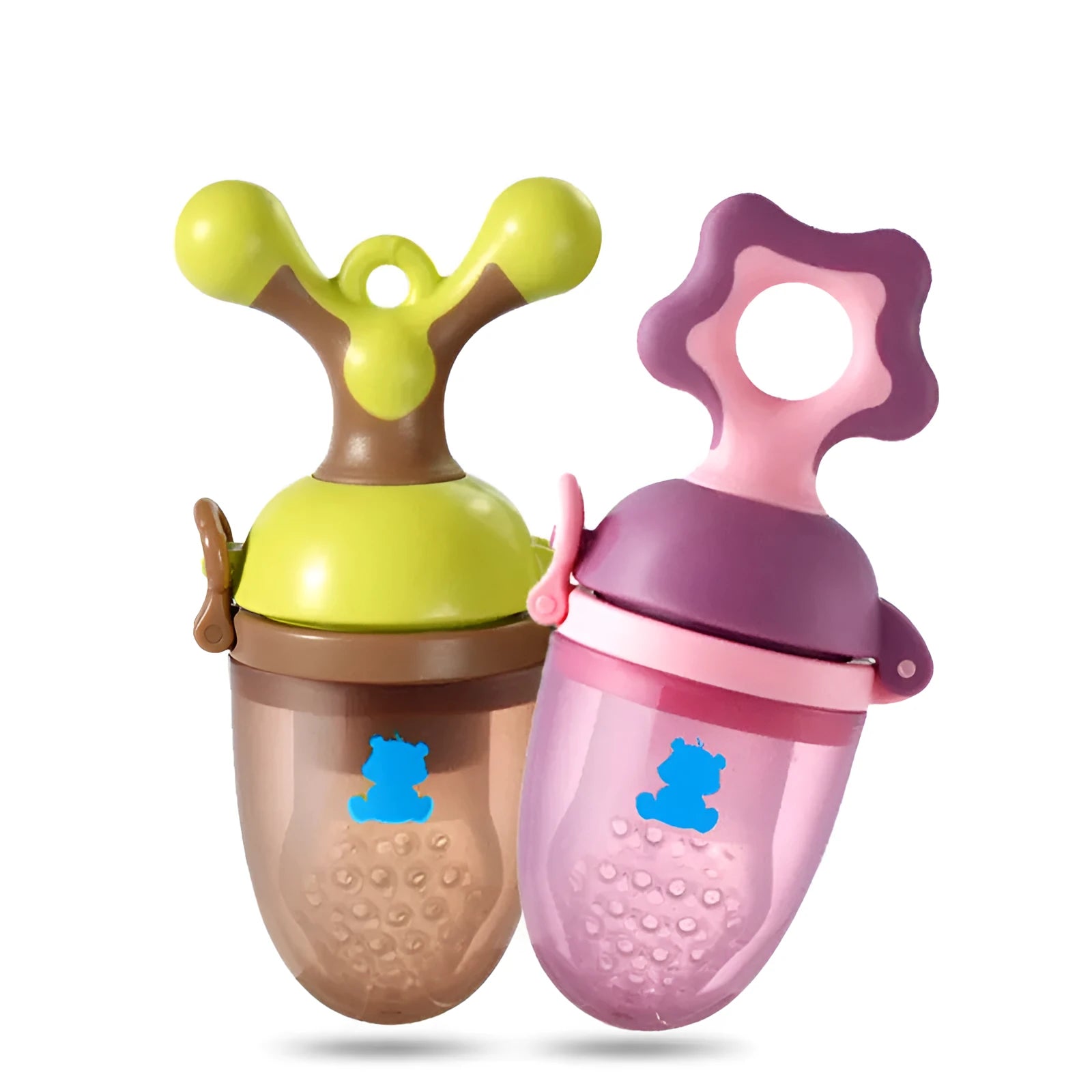 Polypropylene baby bite trainer for teething relief in green colour with textured chewing surface