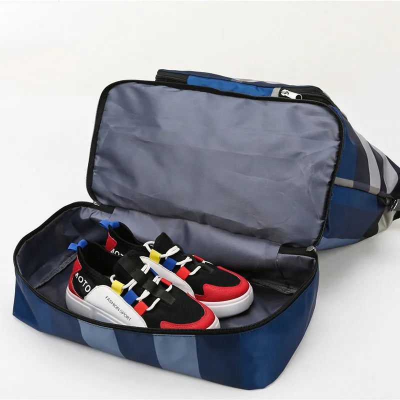 Foldable travel duffel bag waterproof Oxford cloth dry wet separation black