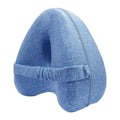 Heart-shaped dark blue memory foam leg pillow for adult use with 25x23x13cm dimensions