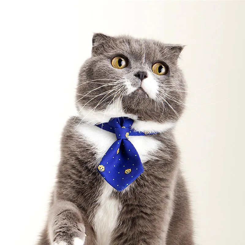 Adjustable dog collar with necktie and bow tie, 18-30cm neck, polyester and POM, multiple colours.
