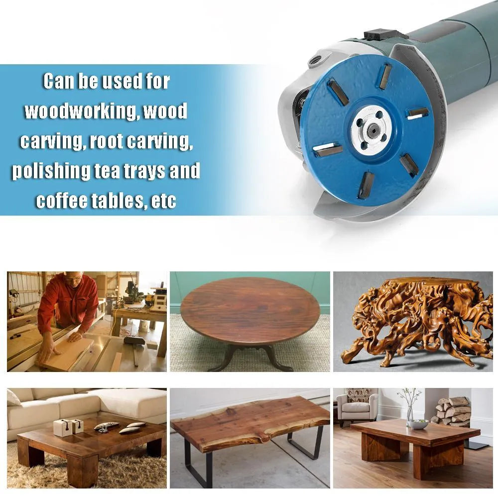 Meterk six-teeth wood carving disc milling cutter for 16mm aperture angle grinder, 90mm diameter