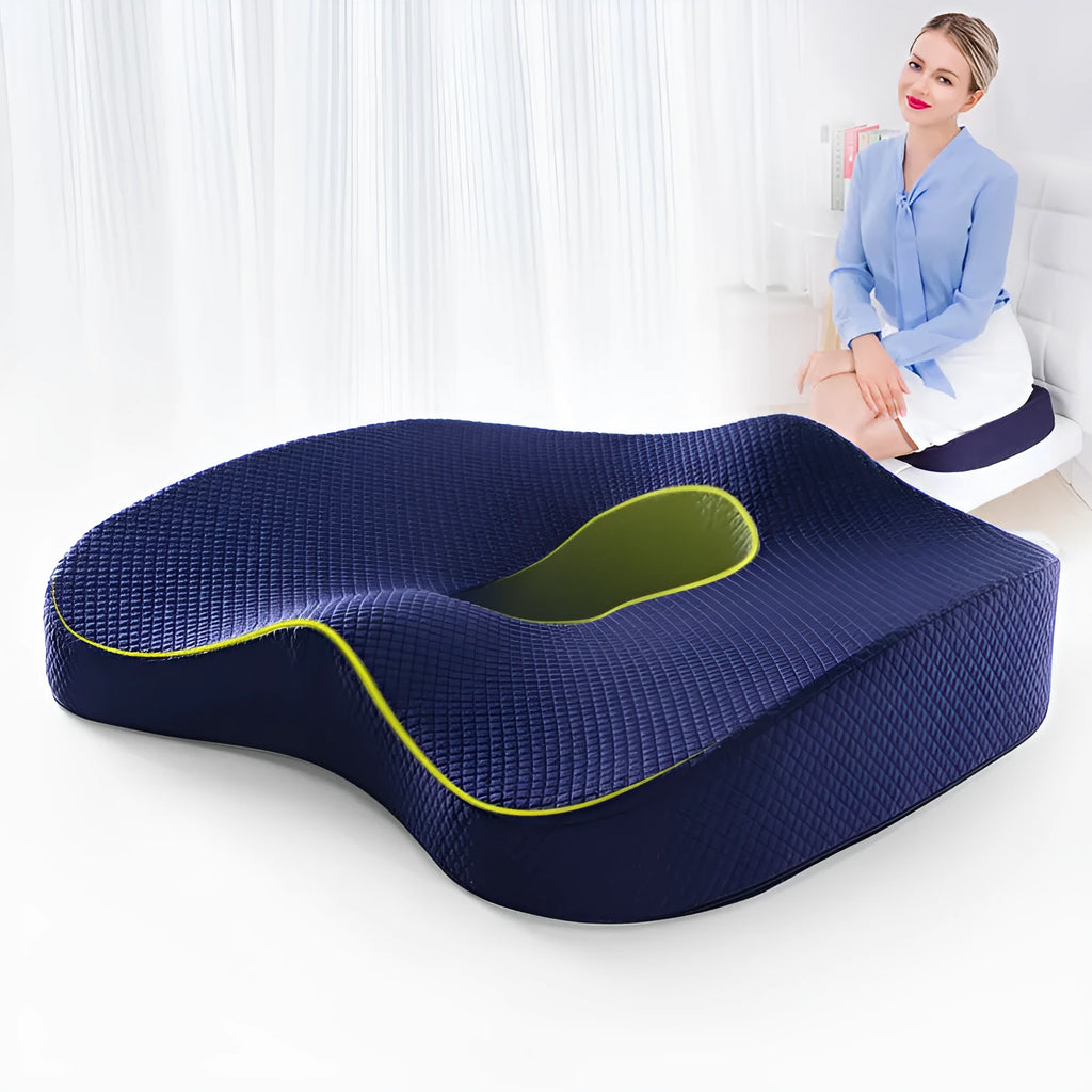 Car memory cotton cushion in navy polyester foam seat pad on a car seat