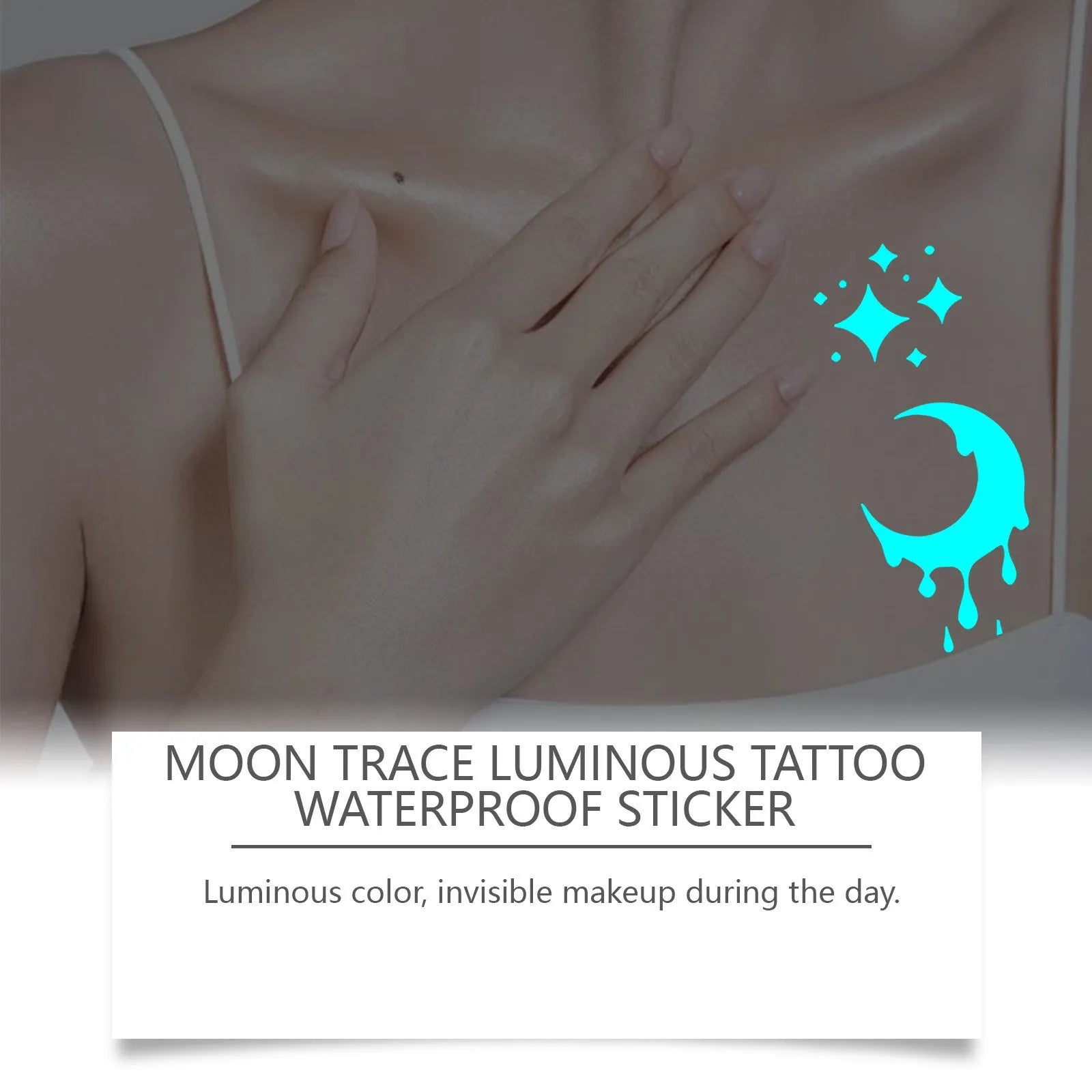 Two luminous glow-in-the-dark tattoo stickers and tube of tattoo paste for party body art.