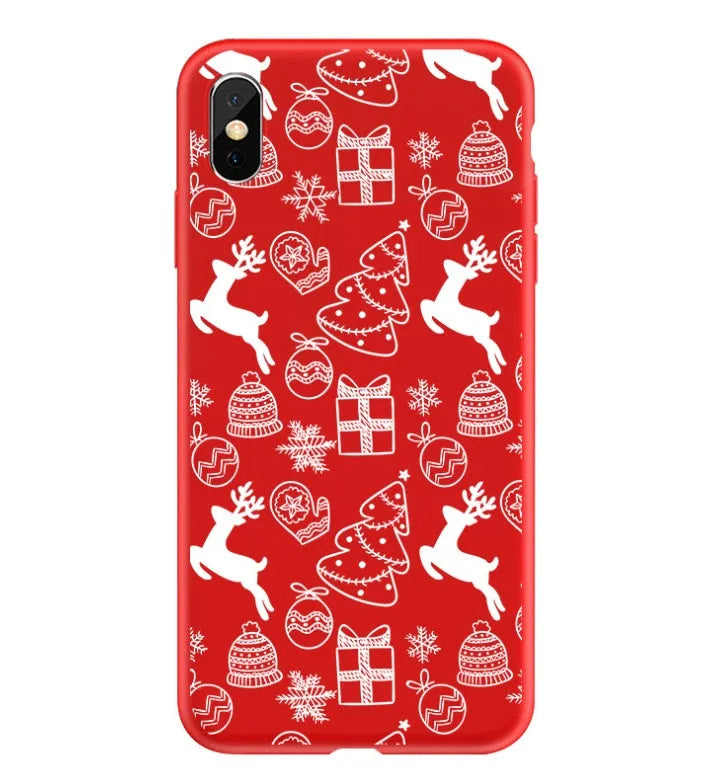 Christmas-themed iPhone case with hand-painted festive designs on back cover