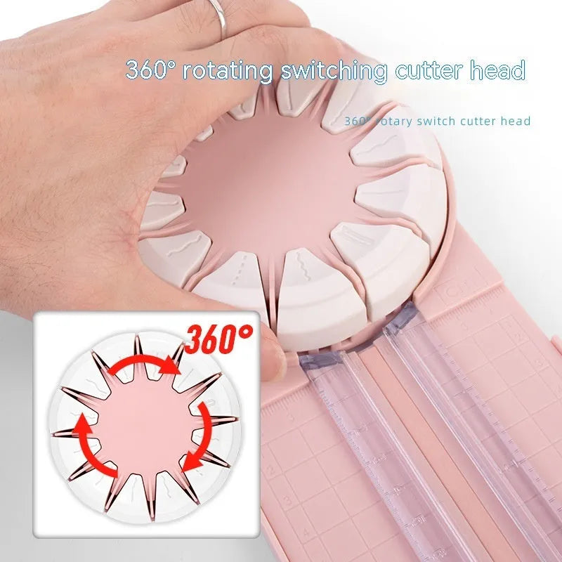 Pink and black 12-in-1 plastic paper cutting machine for craft projects