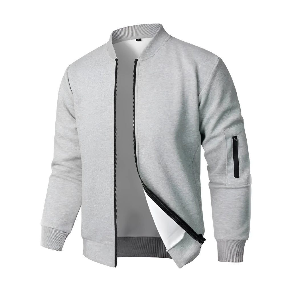 Men's cotton knitted jacket with polyester lining in loose light business style