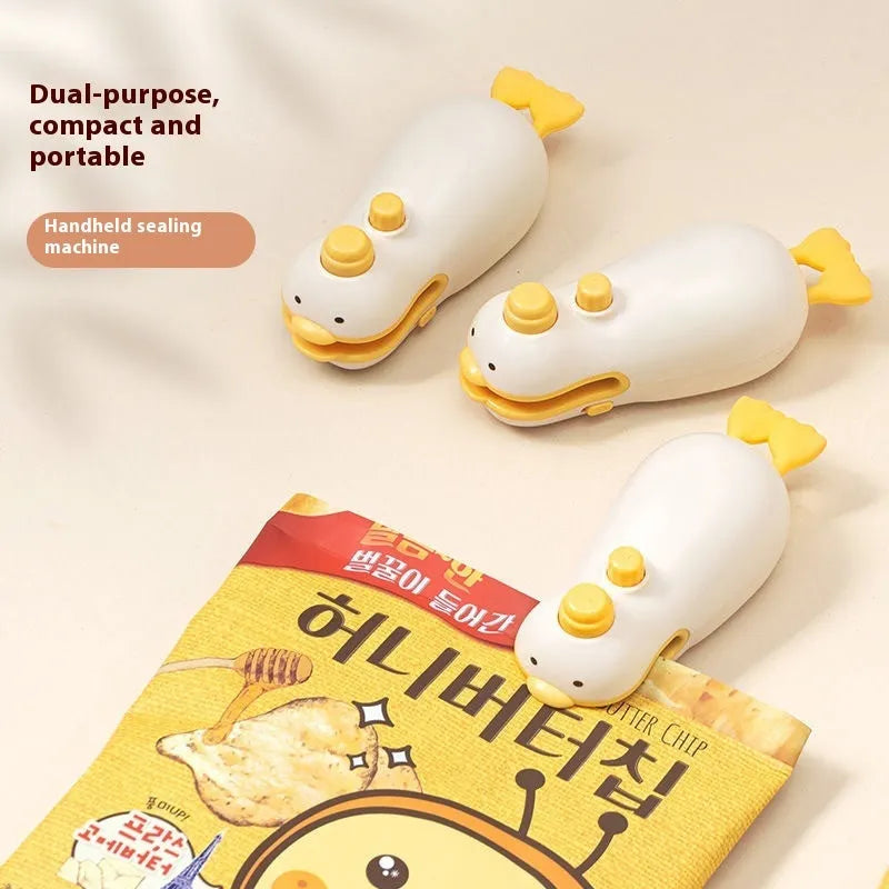 Small yellow duck rechargeable sealing machine with charging cable