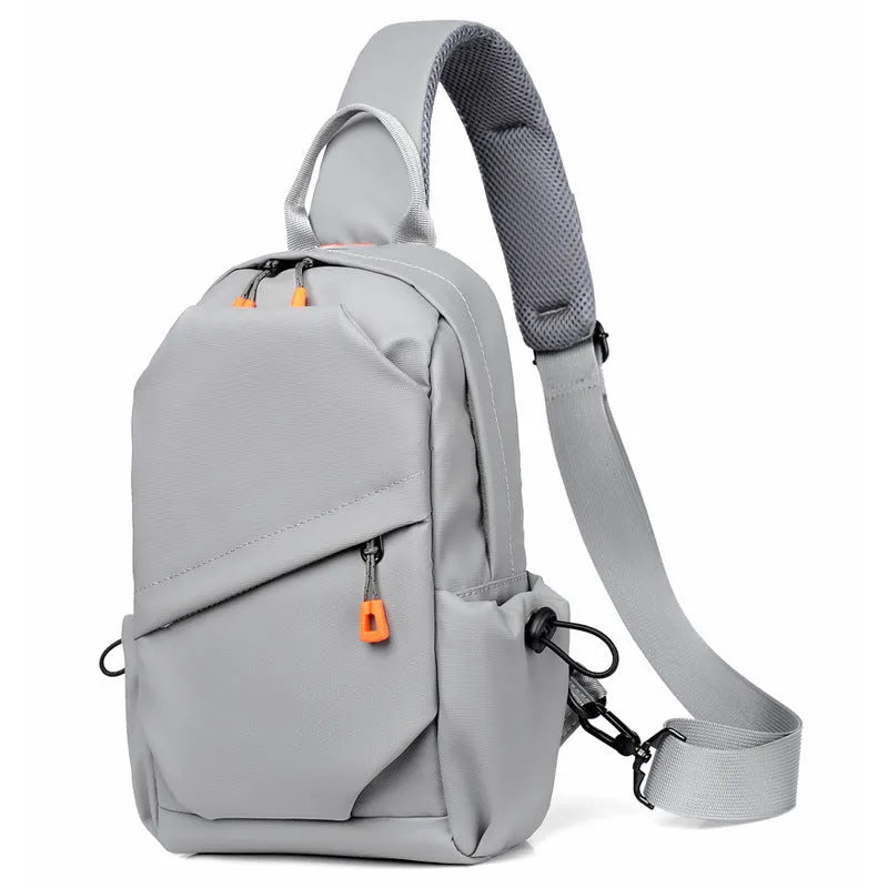 Men's black casual crossbody bag made from waterproof polyester with single shoulder strap
