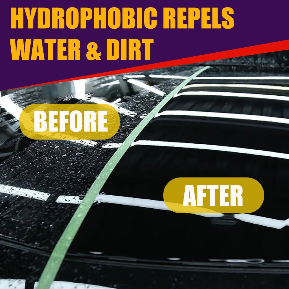 Purple car nano coating spray bottle with microplated crystal formula for exterior protection.