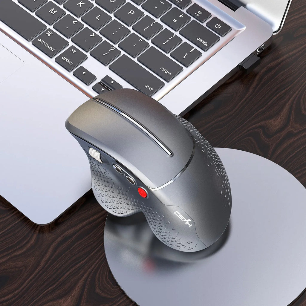 T32 wireless vertical ergonomic mouse with aluminium side roller in black or silver colour