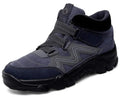 Men's black synthetic leather casual shoes with a slip-resistant sole on a plain background.