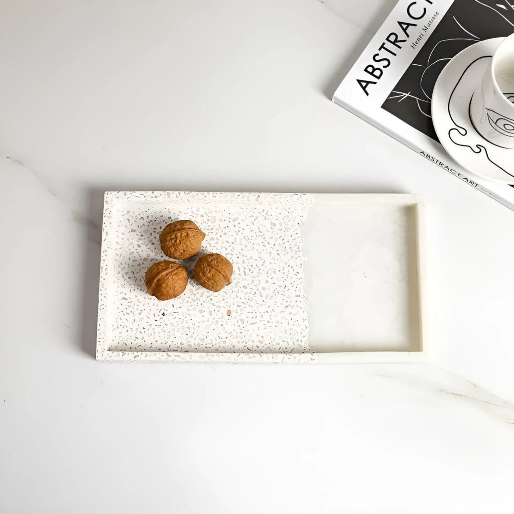 Resin terrazzo decorative storage tray 26.5x14x2cm colour SZ23038 on a coffee table