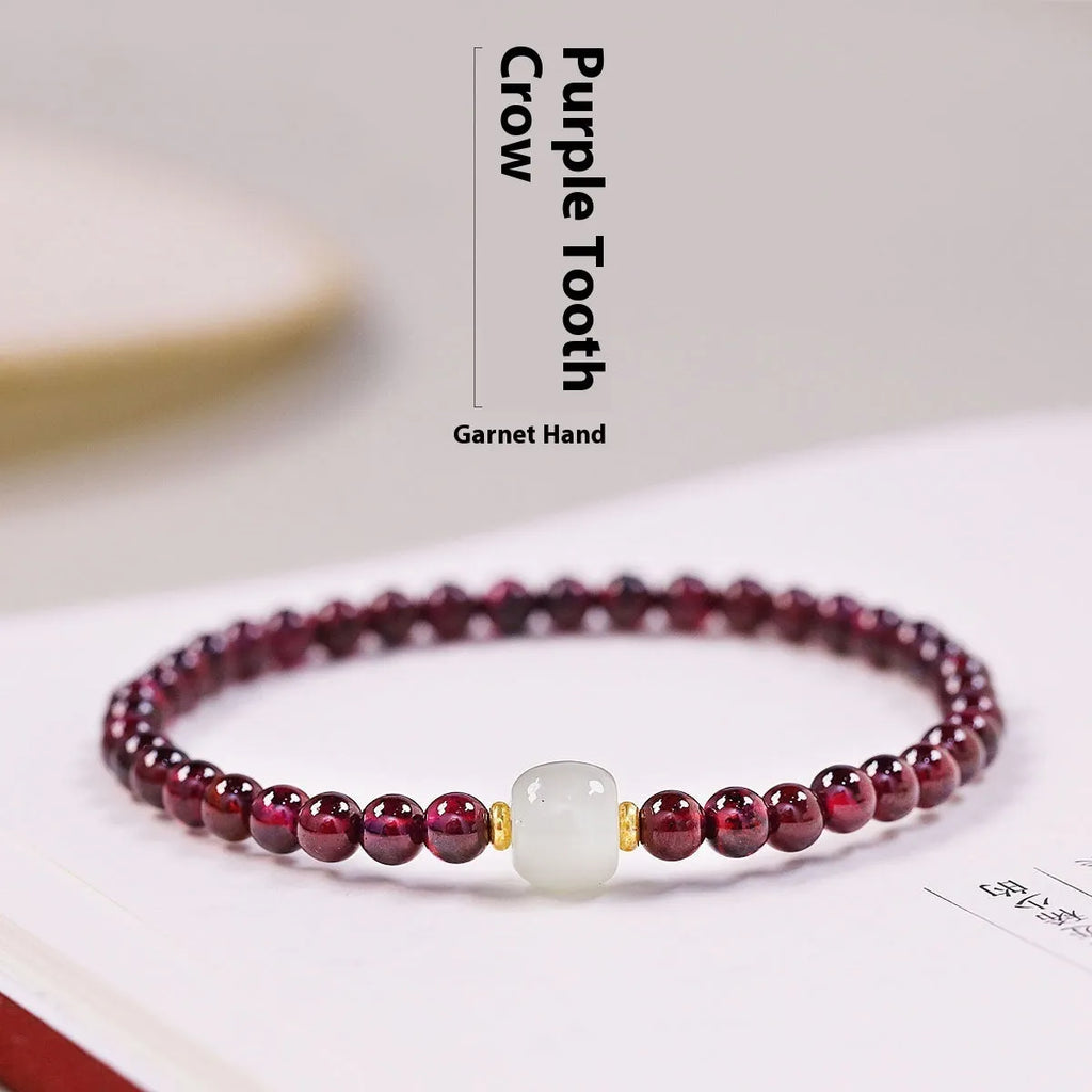 Natural garnet bracelet for women with 4mm or 6mm beads and U-shaped clasp