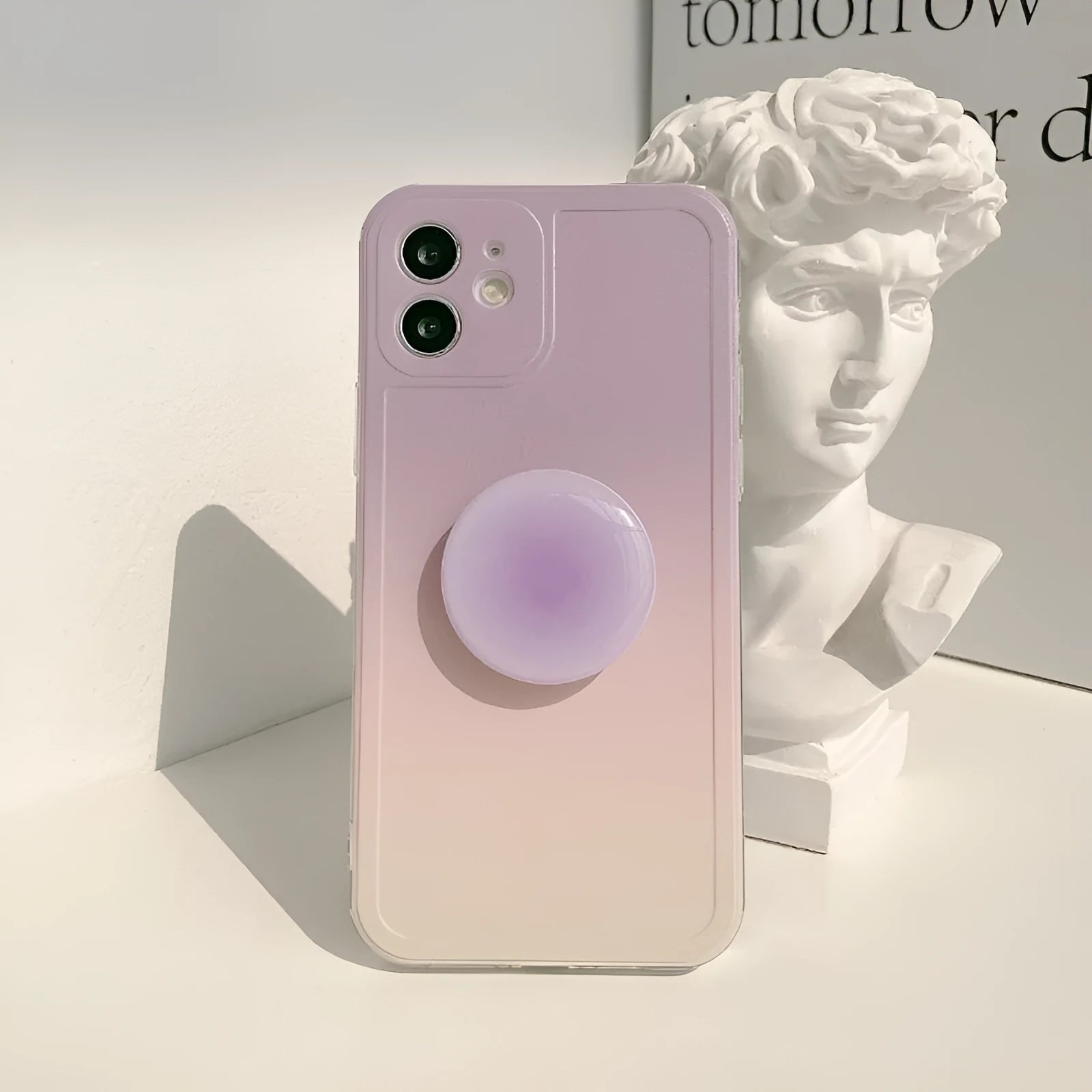 Yellow purple gradient silicone iPhone case with X bracket for multiple models
