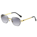 Gold metal frame sunglasses with ocean blue gradient lenses and PC material construction