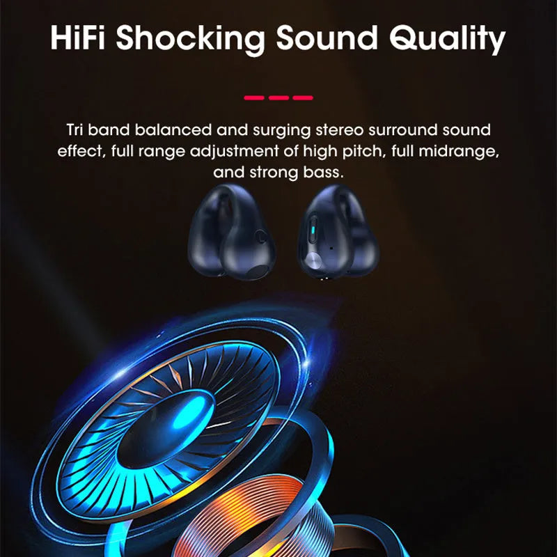 Q80 bone conduction Bluetooth headset with ear clip design in black, white, or khaki colour