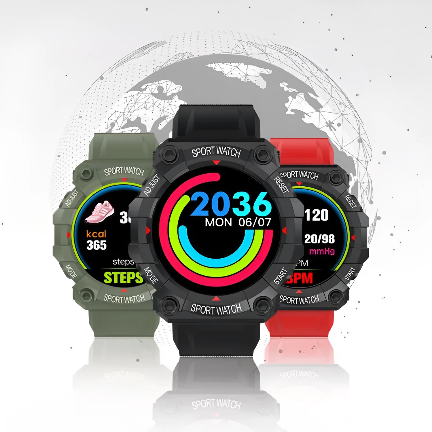 Smart bracelet Bluetooth wearable watch with step heart rate monitoring in black on wrist