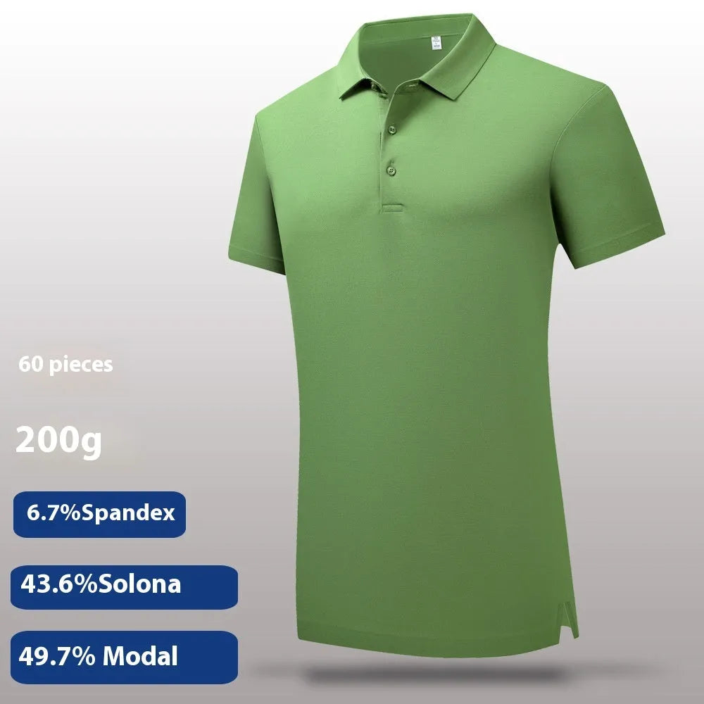60 Lanjing Modal Lapel Polo Shirt men short sleeve business summer top