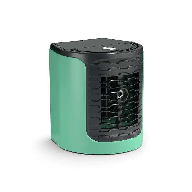 White or green desktop air conditioning fan, 16x15.5x17.3cm, 150ml water tank, USB powered