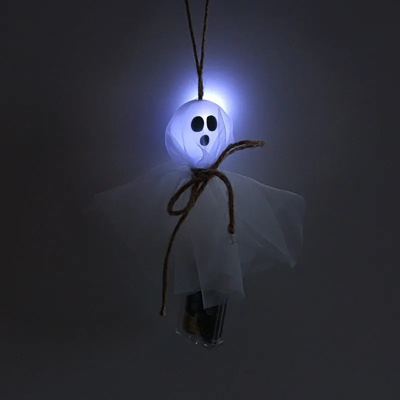 Halloween ghost LED lantern chain with 20 colourful battery-powered lights for haunted venue decoration