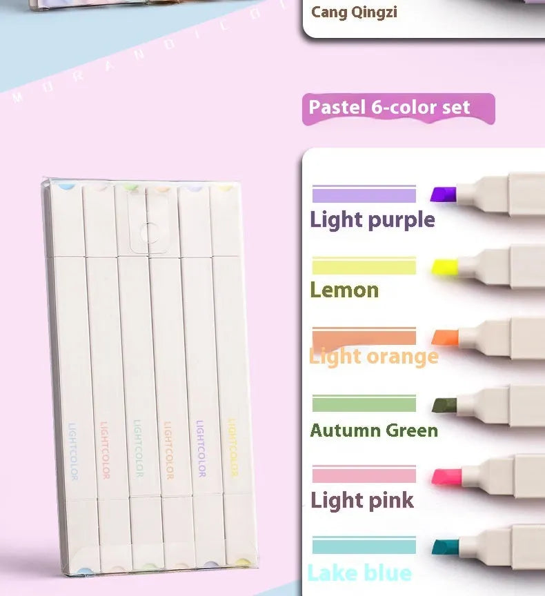 Set of double-headed fluorescent marker pens in Salt series, Sweet series, and mixed colours.