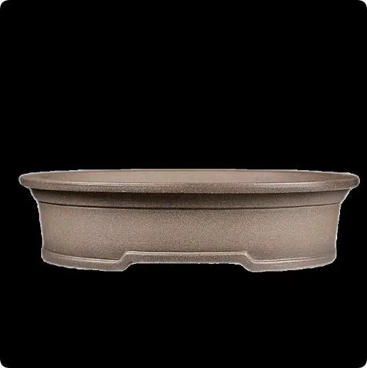 Handmade antique oval bonsai pot in purple sand clay measuring 25x21x6.3 cm