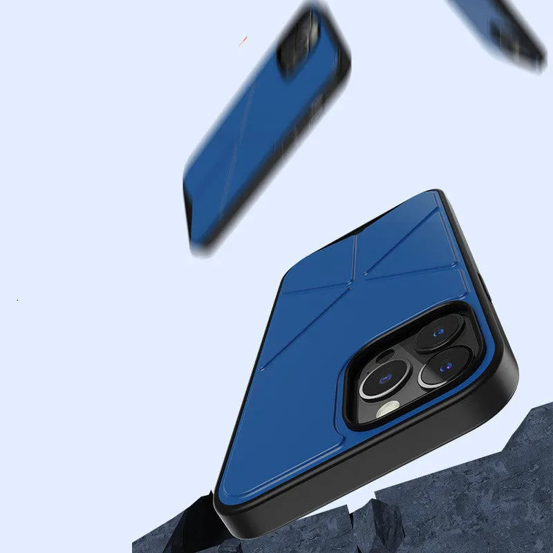 Black and blue TPU protective case for iPhone 13 series on a white background.