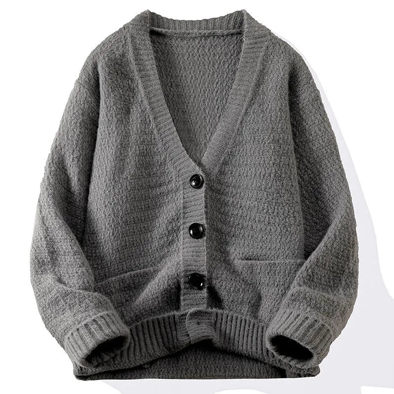 Men's knitted polyester bottoming shirt in loose fit, long sleeve pullover, available in multiple colours