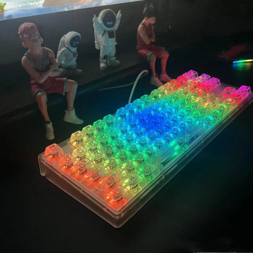 Universal transparent plastic key cap set with 132 pieces for mechanical keyboards