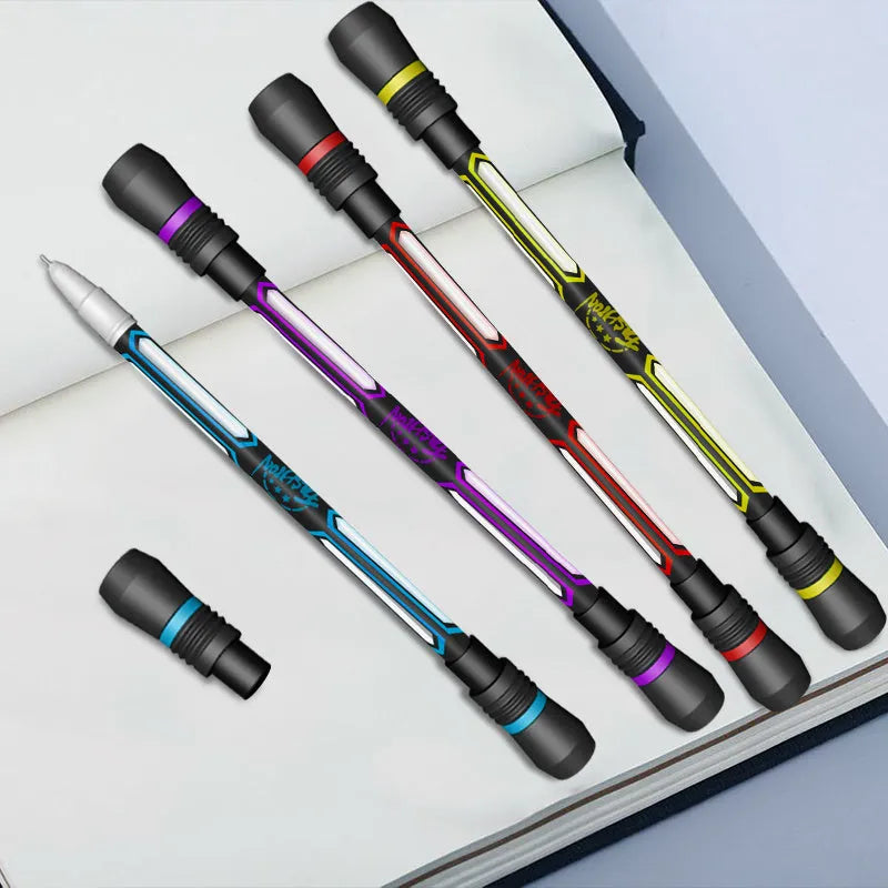 Frosted silica gel anti-slip rotary pen with 0.35mm writing needle tube showing textured grip area