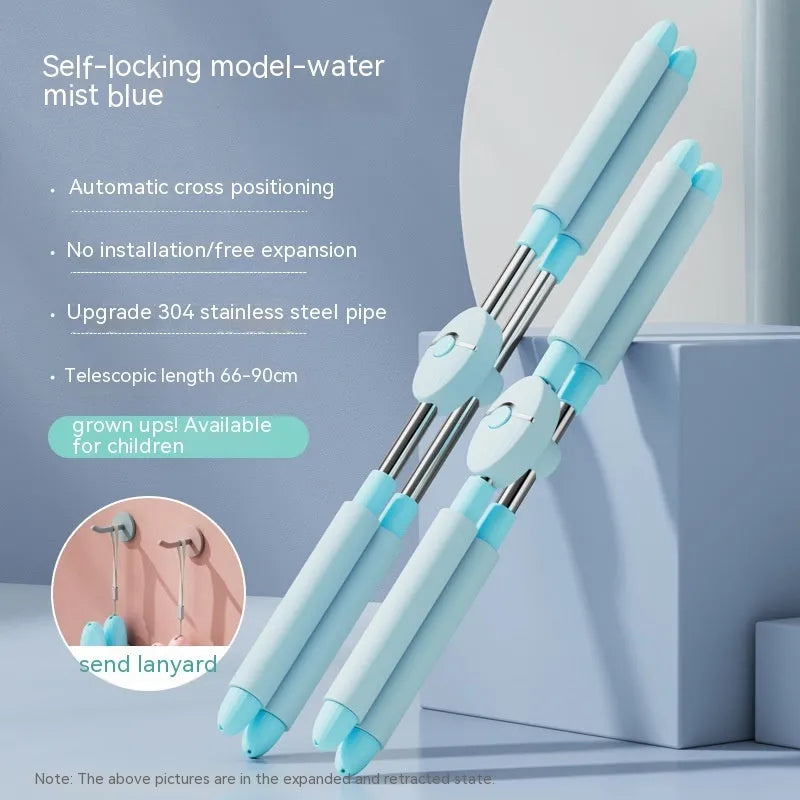 Children's adjustable length open back stick for yoga posture correction in blue colour