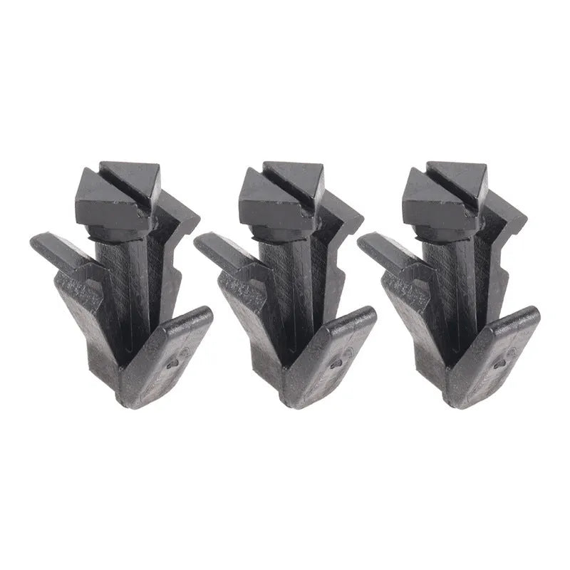 Black plastic Nissan bumper cover radiator grille fastening clip, part number 76882-0M060.