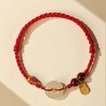 Hetian Jade peace buckle bracelet with braided rope in choice of colours