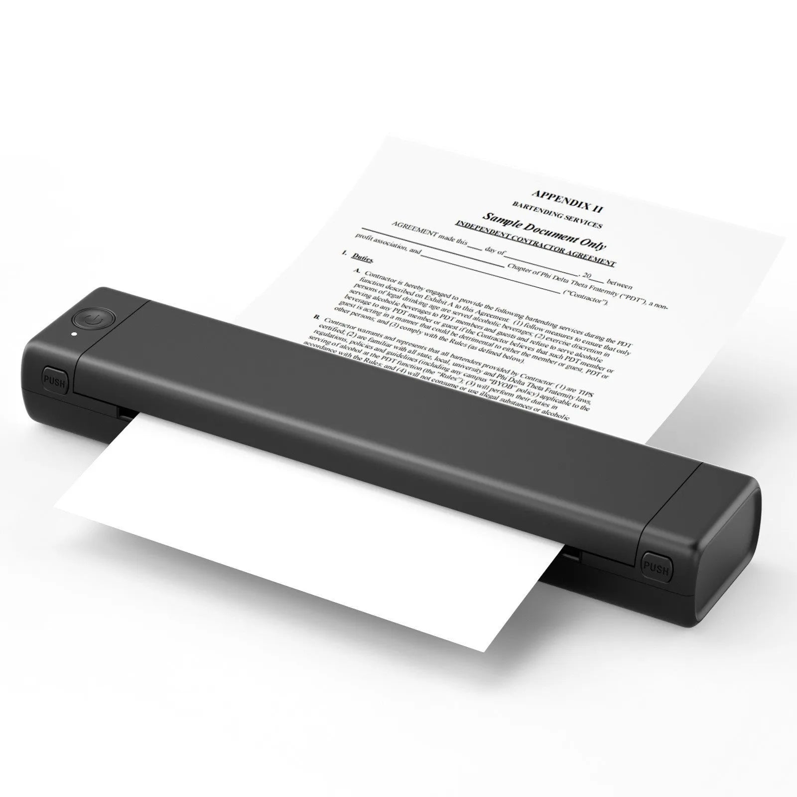Phomemo M08F portable A4 thermal printer in various colours with charging cable