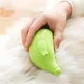 3-in-1 rechargeable pet steam brush for cats and dogs, green and yellow, with steamy spray and massage comb