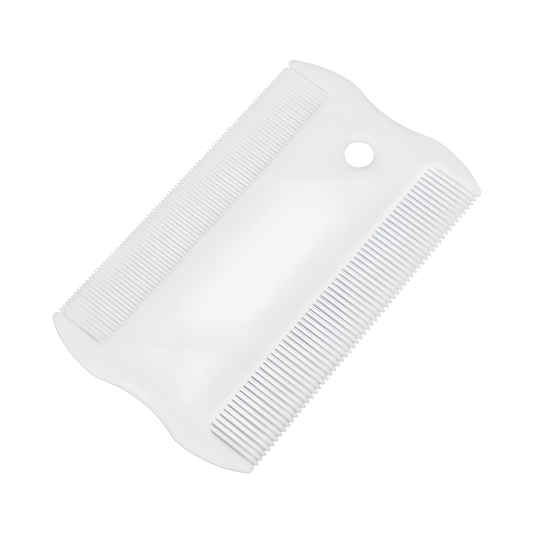 Double-sided plastic flea comb for pet grooming with fine teeth and 5cm length