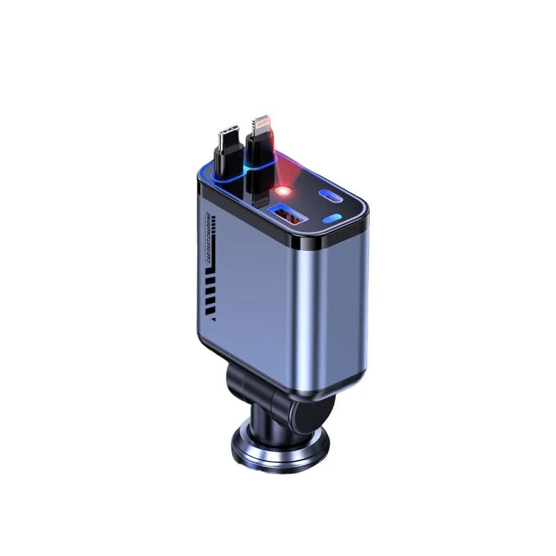 Grey 120W super fast charge star charger with Starry Sky Top and RGB flowing light, USB-C output, stretch-type design