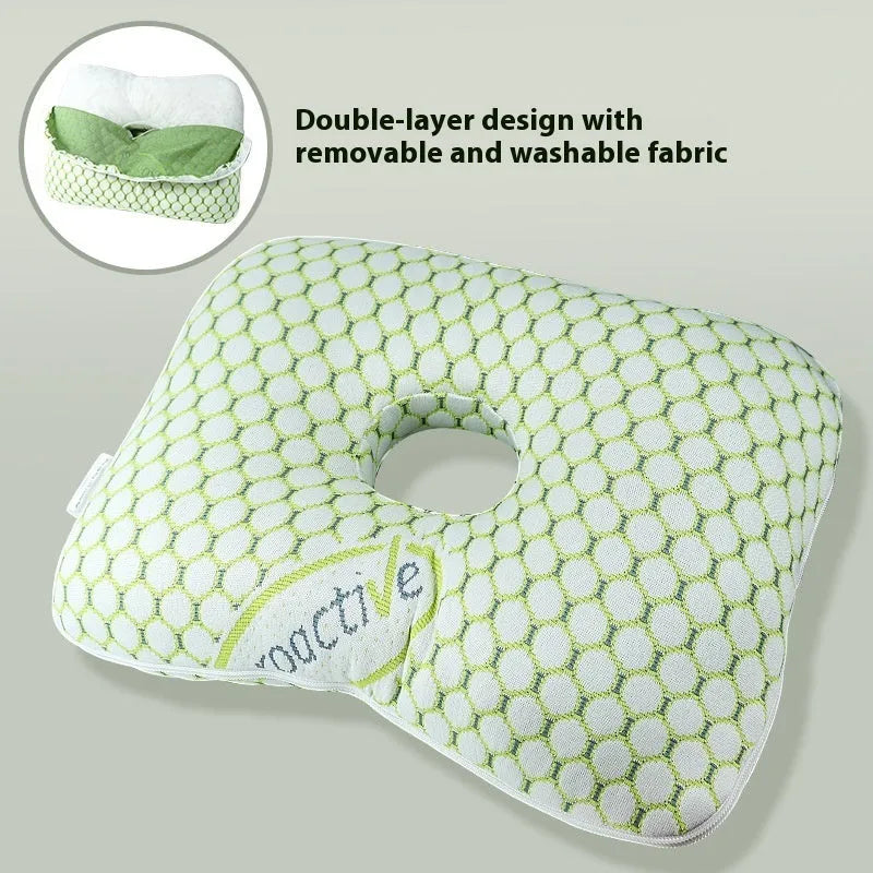 Chinese style single hole ear pillow for beauty salons in Boer Grey colour, showing dimensions of 39 by 28 cm.