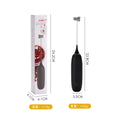 Black and white handheld electric milk frother blender for coffee preparation