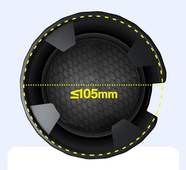 Matte black adjustable car cup holder expander for large bottles and thermoses.