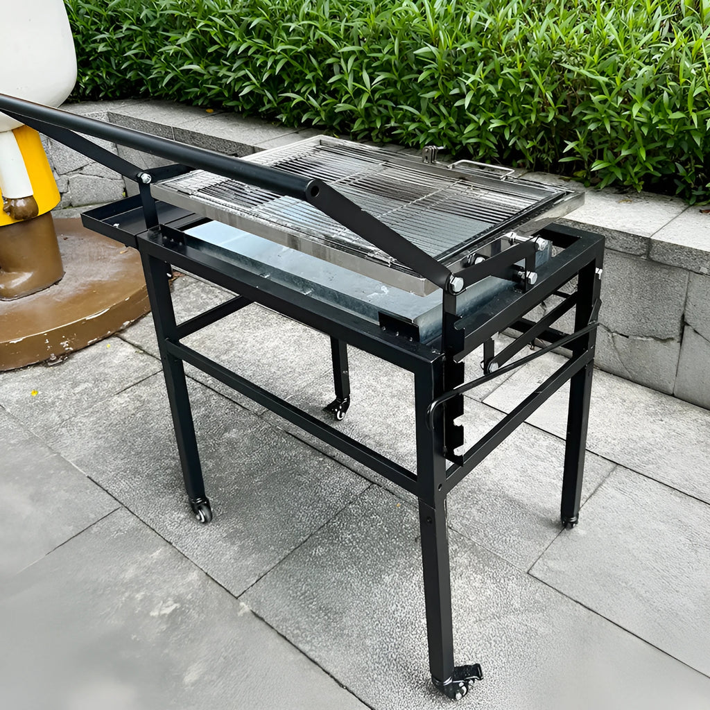 Large foldable charcoal BBQ stove grill for courtyard and villa outdoor cooking.
