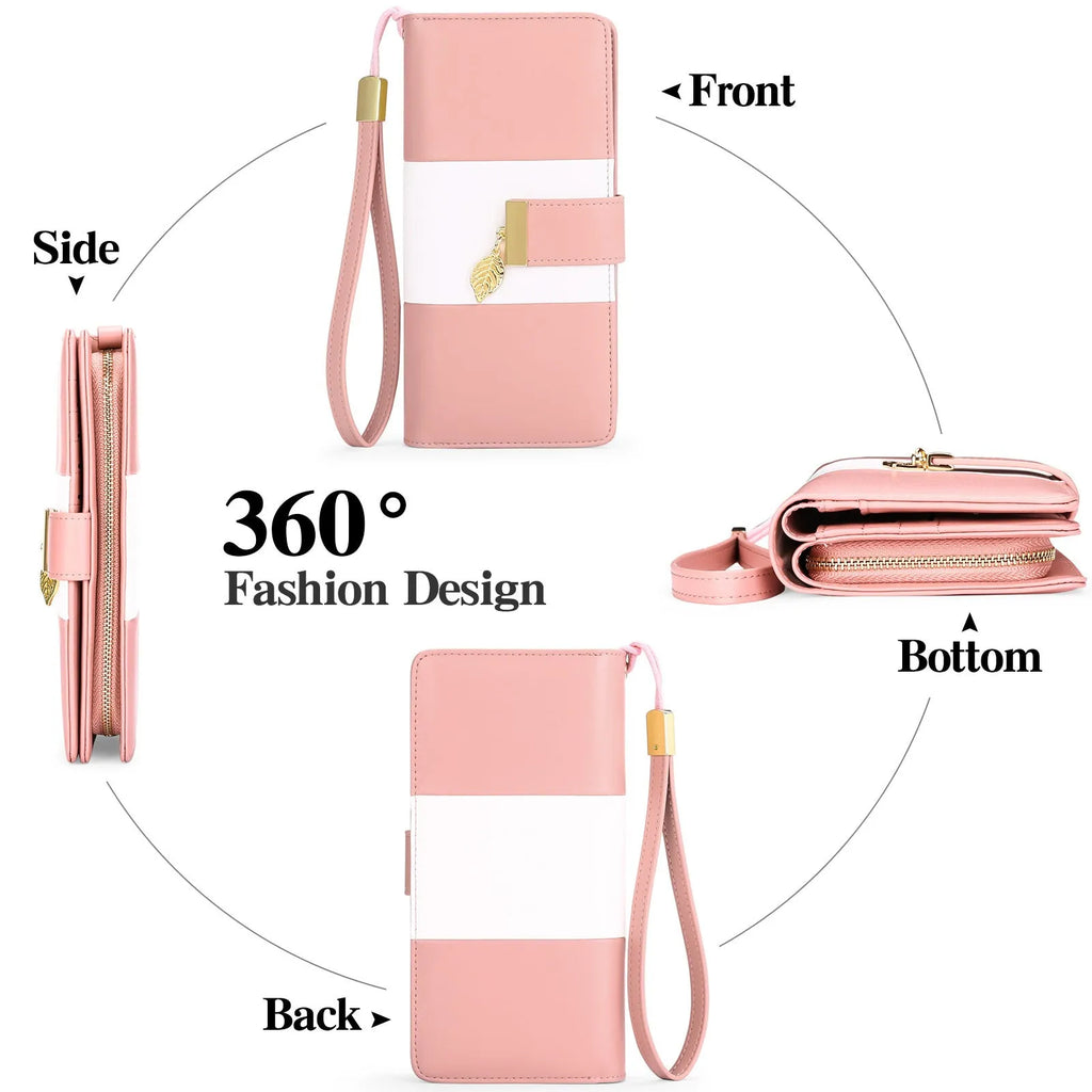 Black anti-theft clutch bag with combination lock showing interior microfiber lining and wallet section.