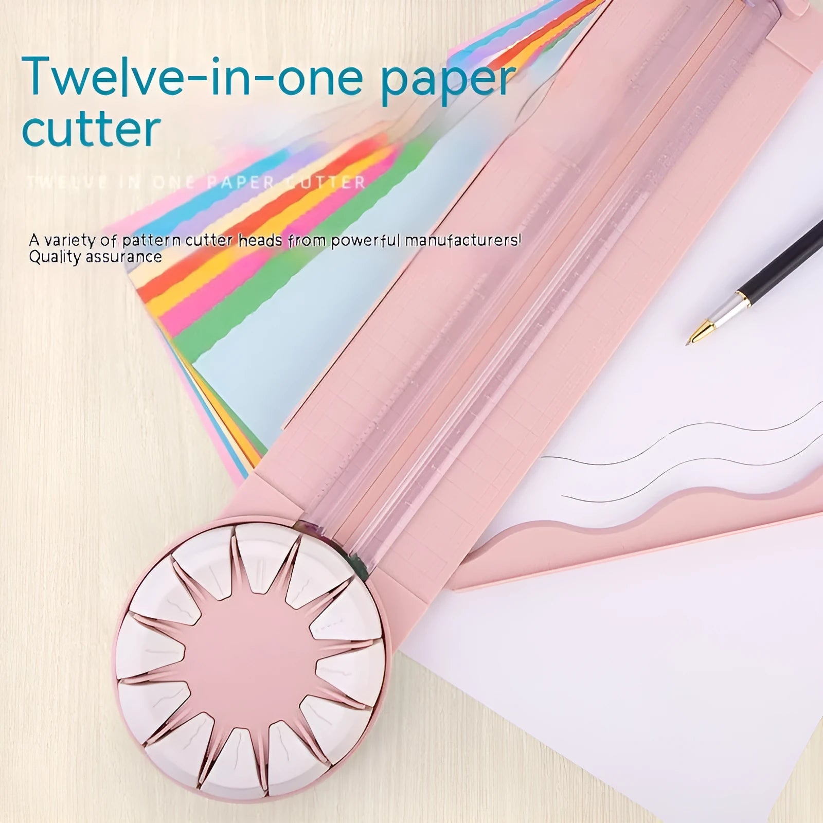 Pink and black 12-in-1 plastic paper cutting machine for craft projects