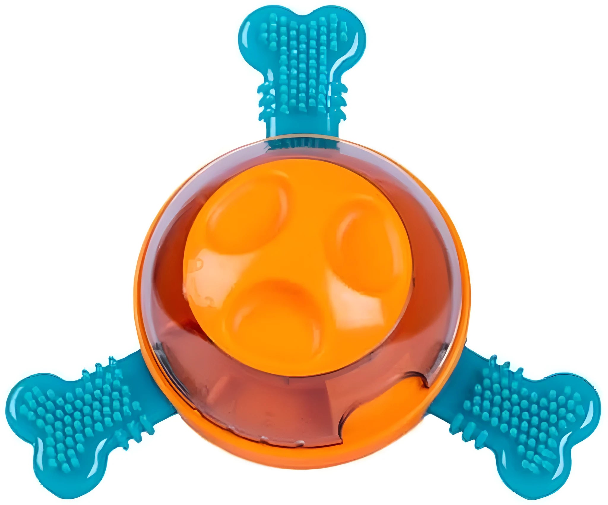 Interactive dog chew toy with treat dispenser and rubber bones for small and medium puppies