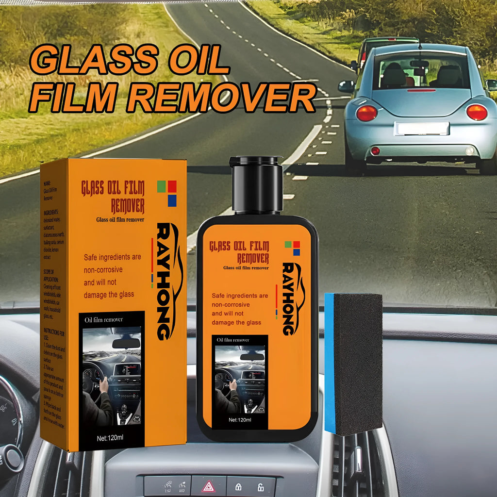 120ml glass oil film remover bottle and sponge for cleaning car windows